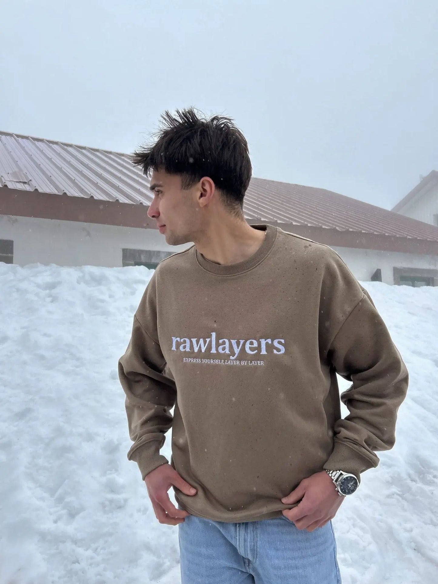 RAWLAYERS SWEATSHIRT DRIFTWOOD Novidades
