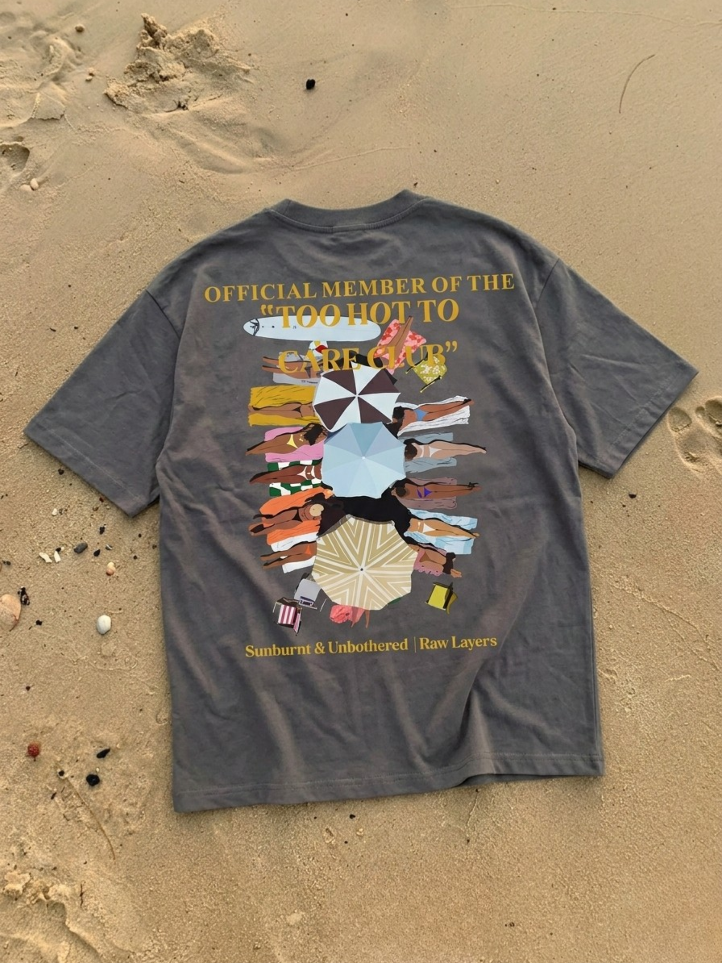 TOO HOT TO CARE CLUB STORM GREY TEE