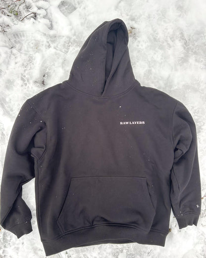 BASIC RAWLAYERS HOODIE BLACK