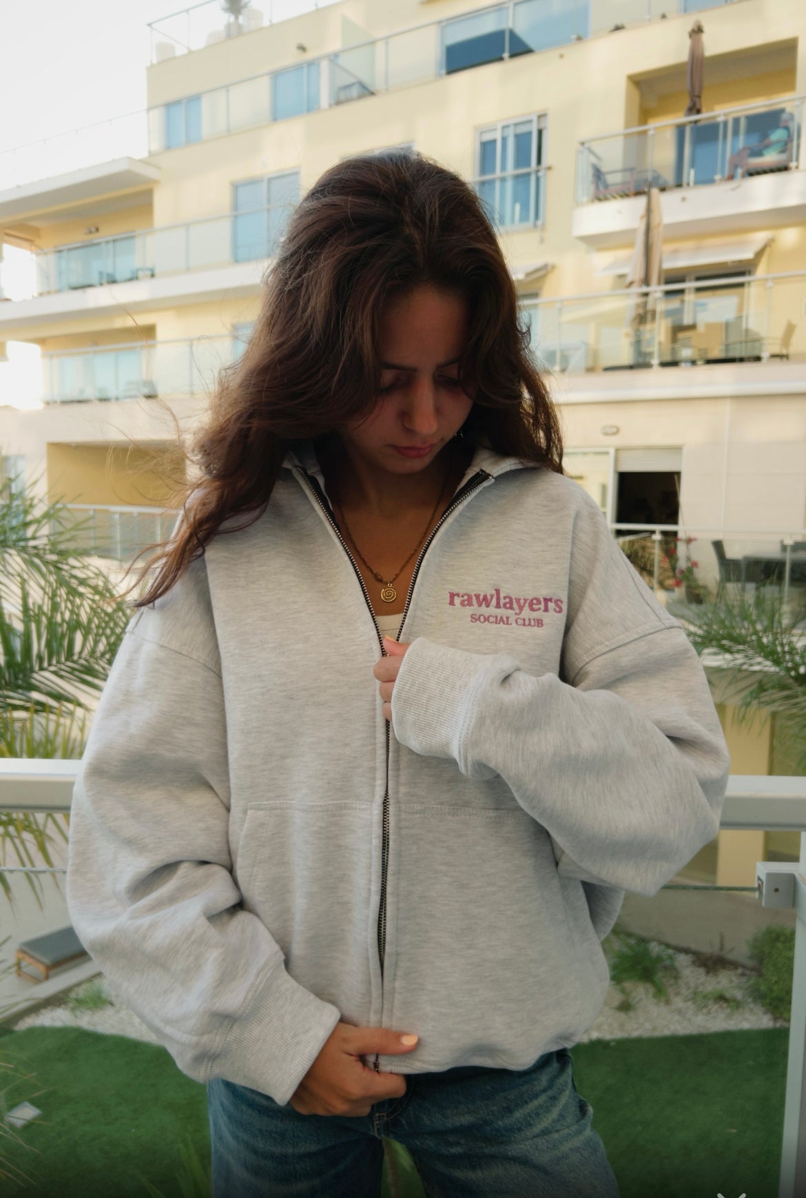 SOCIAL CLUB GREY ZIP-UP