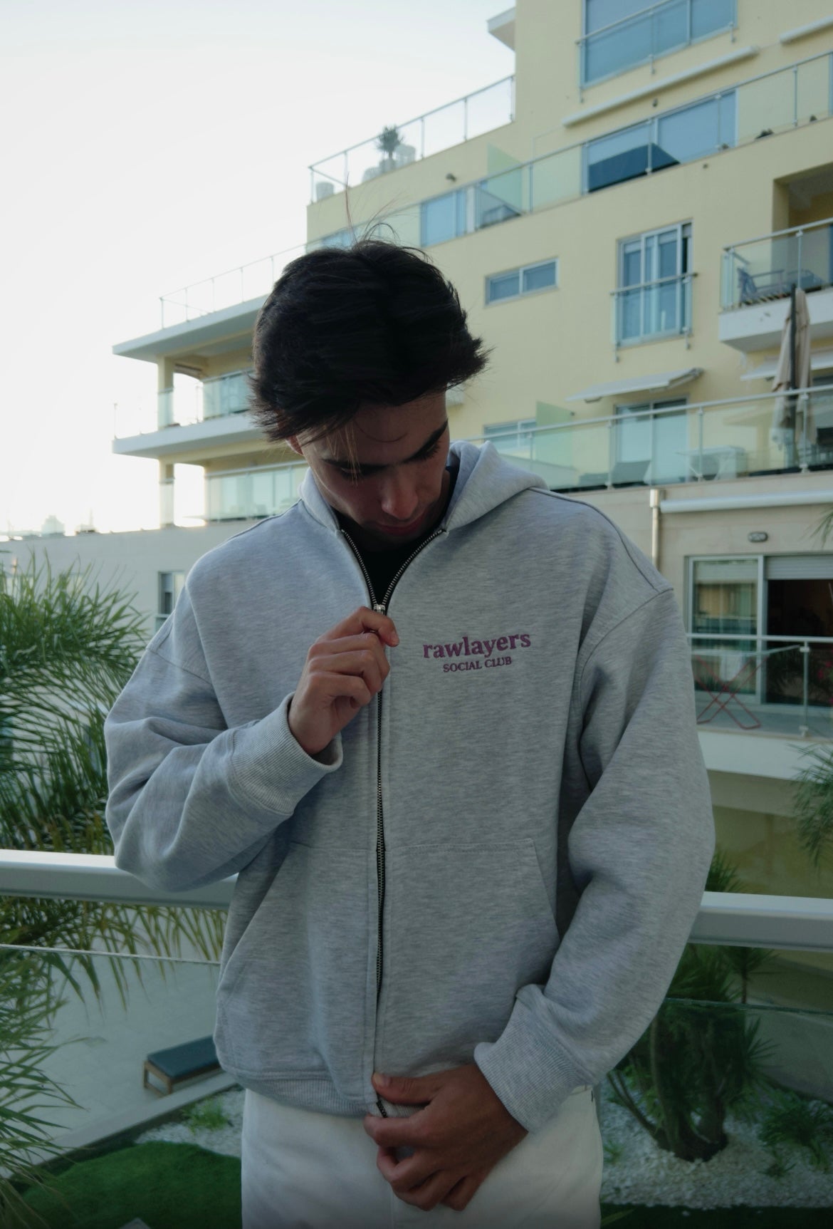 SOCIAL CLUB GREY ZIP-UP